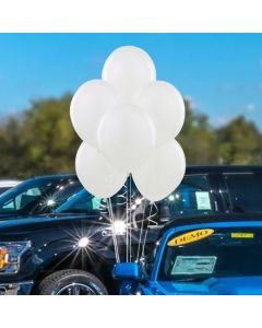 Balloons: 17 inch Jumbo white on vehicle in auto dealership