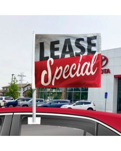 "Lease Special" Blue/Red Clip-On Car Window Flags