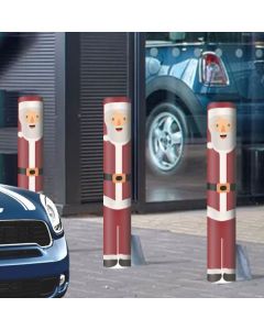 Holiday Custom Bollard Sleeve Covers in front of auto dealership