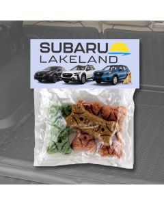 Doggie Bags with Dog Bone Snacks with custom branding