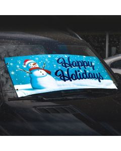 Holiday Windshield Banner on vehicle window at an auto dealerhsip
