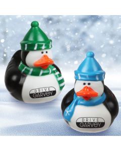 2" Penguin Rubber Ducks with custom branding