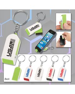 Phone Stand And Screen Cleaner Combo Key Chains with custom branding