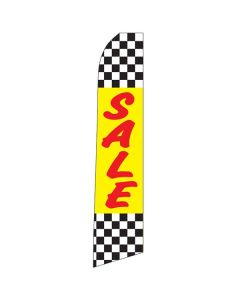 Yellow SALE Swooper Flag with Checkered Design