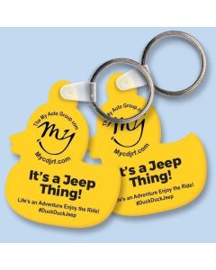 Duck-Shaped Yellow Soft Key Fobs with custom branding