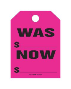 "WAS/NOW" Fluorescent Pink Mirror Hang Tags