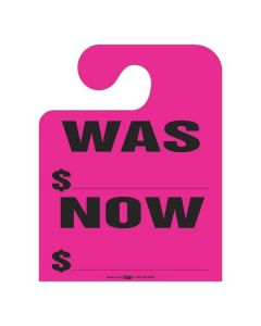 "WAS/NOW" Fluorescent Pink Hook Style Mirror Hang Tags