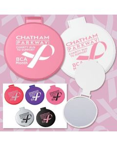Compact Mirrors open and closed with custom branding