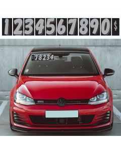 Sil and White 7.5" vinyl windshield number pricer kt on auto windshield