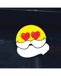 Santa Beard Decal on a Smiley Face Decal on a Vehicle in an auto dealership